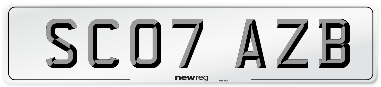 SC07 AZB Number Plate from New Reg